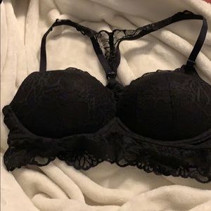 Pink black lace bra size large